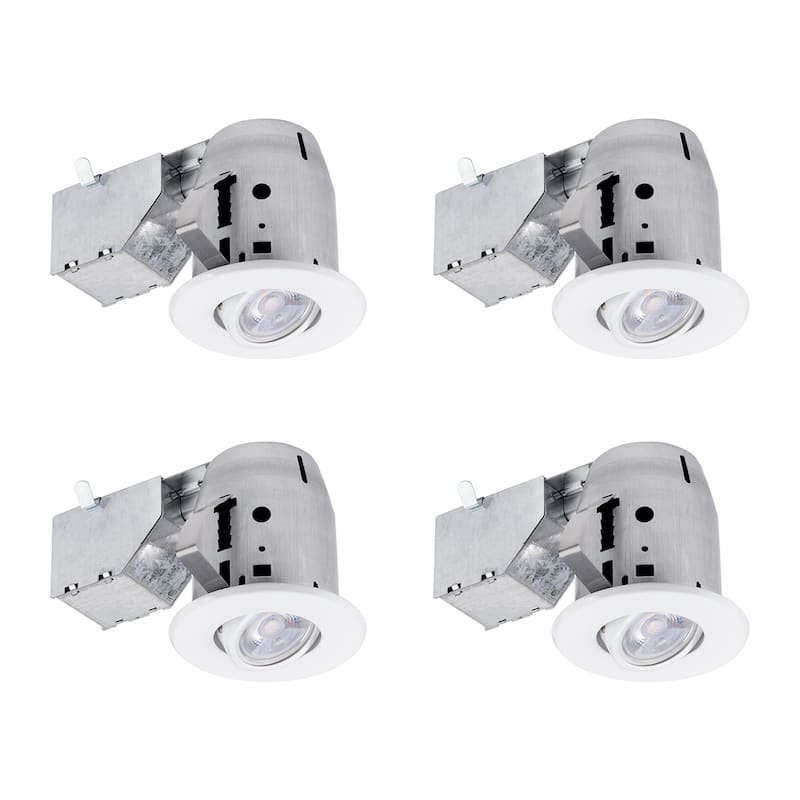 3 in. White Swivel Recessed Lighting Kit (4-Pack), LED Bulbs Included