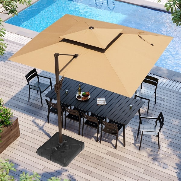 9 x 12 ft Outdoor Shade Parasol Patio Offset Cantilever Umbrella with  Weights Base Stand - On Sale - Bed Bath & Beyond - 40115385