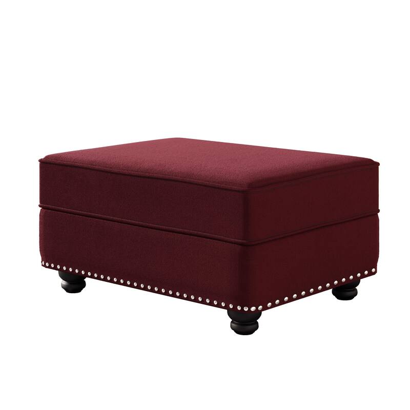GDFStudio - Velvet Upholstered Modular Ottoman with Solid Wood Frame