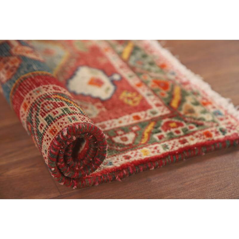 Traditional Shiraz Persian Vintage Square Rug Hand-Knotted Wool Carpet - 2'2" x 2'1"