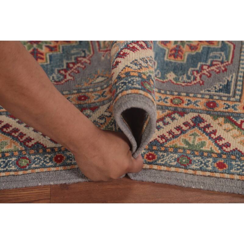 Geometric Kazak Oriental Foyer Rug Handmade Traditional Wool Carpet - 2'9" x 4'1"