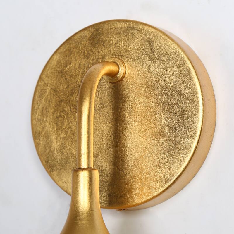 Modern Elegant 1-Light LED Gold Wall Sconce Teardrop Bubble Glass Vanity Light - 5" W x 4.1" D x 15.7" H