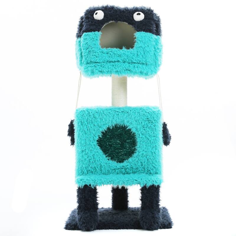 Indoor cat tower with cat condo and sisal scratching post - Blue