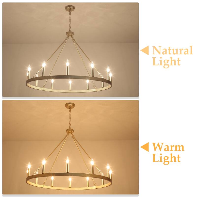 Dineen 12-Light Vintage Candle Style Wagon Wheel Chandelier