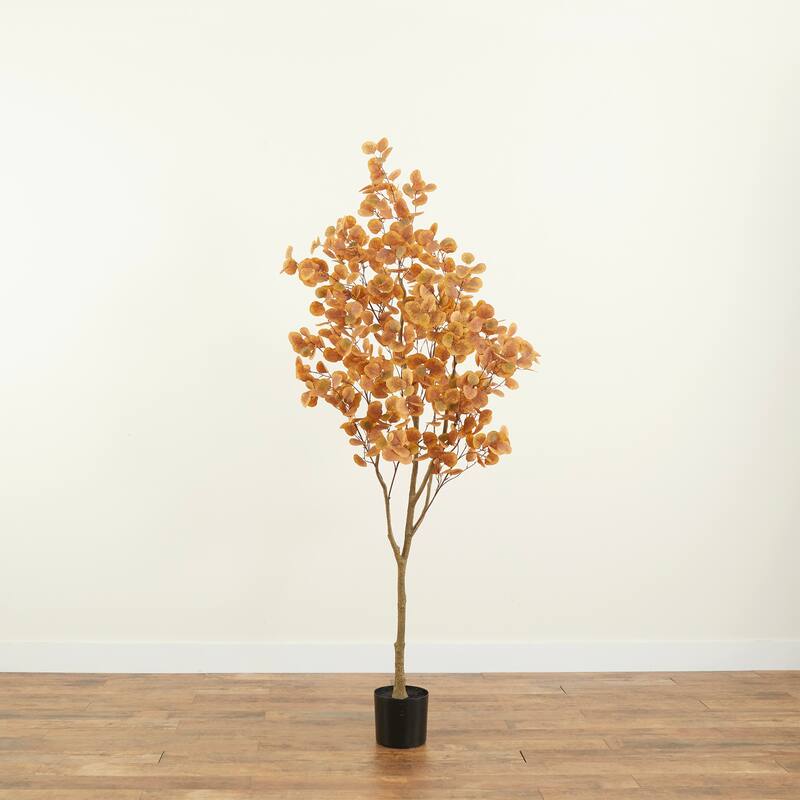 7' Artificial Autumn Fall Eucalyptus Tree