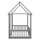 preview thumbnail 12 of 11, Gray Twin Size Pine Wood Floor Wooden Bed with House Roof Frame and Safety Guardrails
