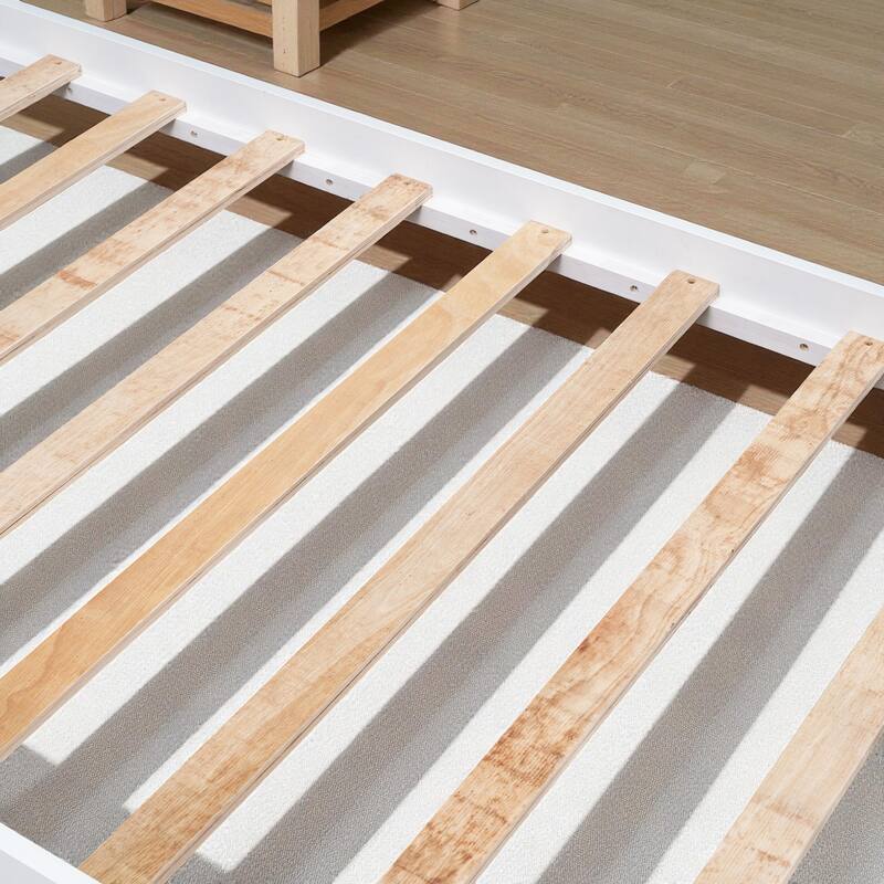 Twin Size Solid Wood Platform Bed with 6 Storage Drawers, Pine Wood Frame with Slats, No Box Spring Needed