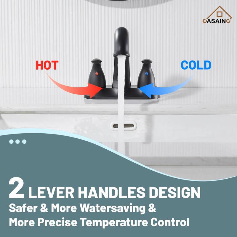 4 in. Centerset Double Handle Bathroom Faucet with Drain Kit Included