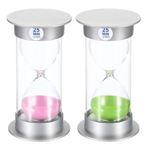 25 Minute Sand Timer, Sandy Clock Count Down Sand Glass, Pink, Green Sands - Pink,Green