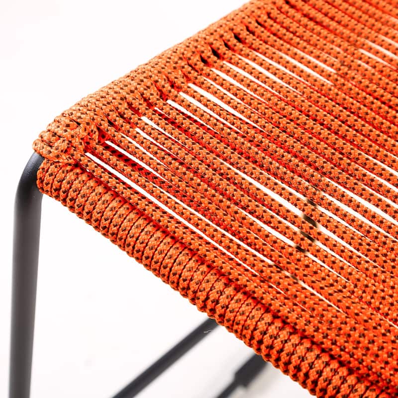 Shasta Black Metal and Rope Indoor Outdoor Patio Counter Height Chairs - Set of 2 - Counter Height