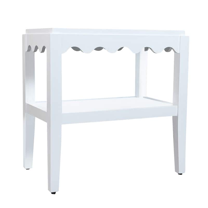 Carolina Chair & Table Rectangular Side Table, Mango Wood, Decorative Scallop Edge, 17L x 28W x 28H inches