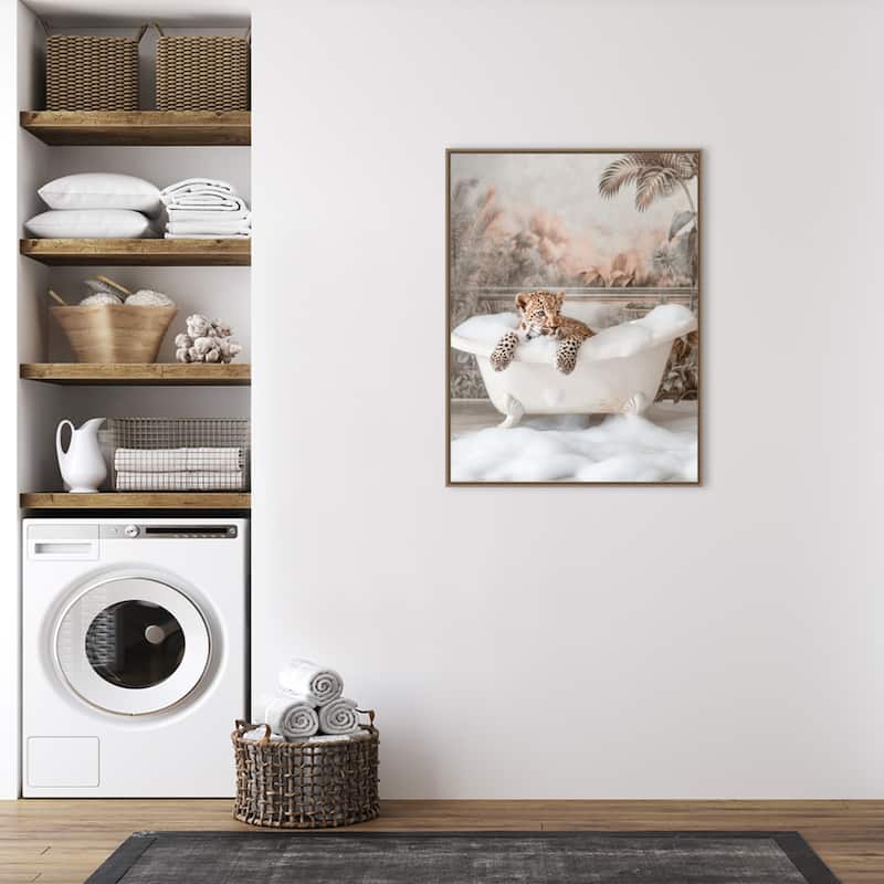 Leopard Bubble Delight by Niky Rahner Framed Canvas Wall Art