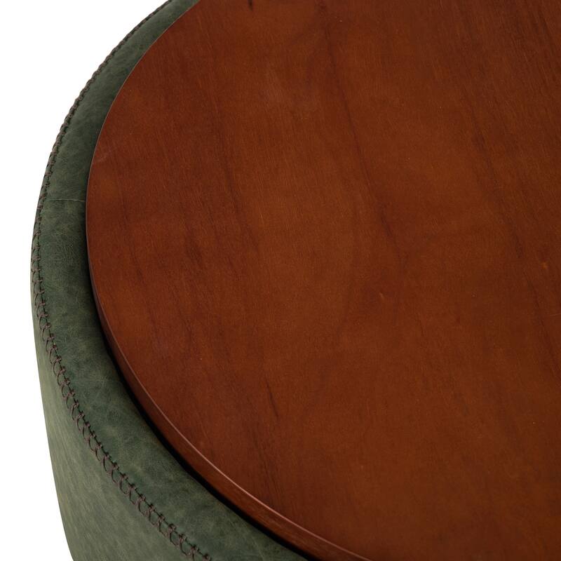 Christopher Knight Home - Mollet Modern 30" Round Hidden Storage Ottoman with Removable Wooden Lid & Rolling Wheel Casters