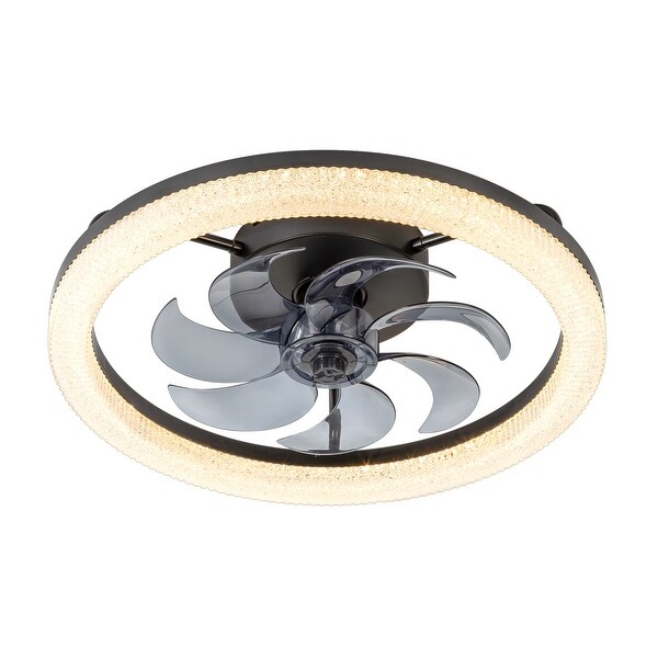 20-in Black Low Profile Ceiling Fan with Remote Control(7-blade