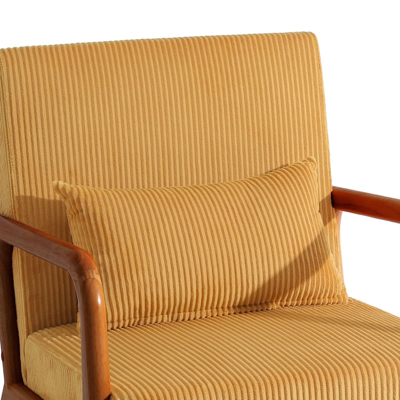 Modern Corduroy Upholstered Accent Chair with Wood Legs Set of 2