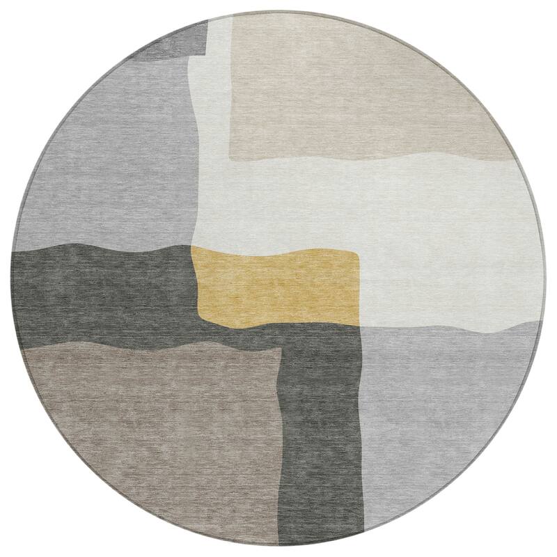 Machine Washable Indoor/ Outdoor Contemporary Blox Chantille Rug