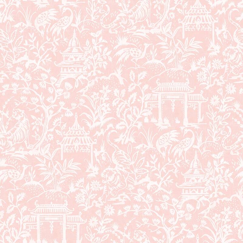 Galerie Wallcoverings Secret Garden Botanical Toile Non-woven Matte Wallpaper Roll - 33 feet x 21 inches - Pink