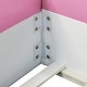 preview thumbnail 23 of 48, Upholstered Floor Bed Fence Bed Slat Platform Bed with Fence and Second Level Ladder, Anti-collision Frame for Kids Toddler