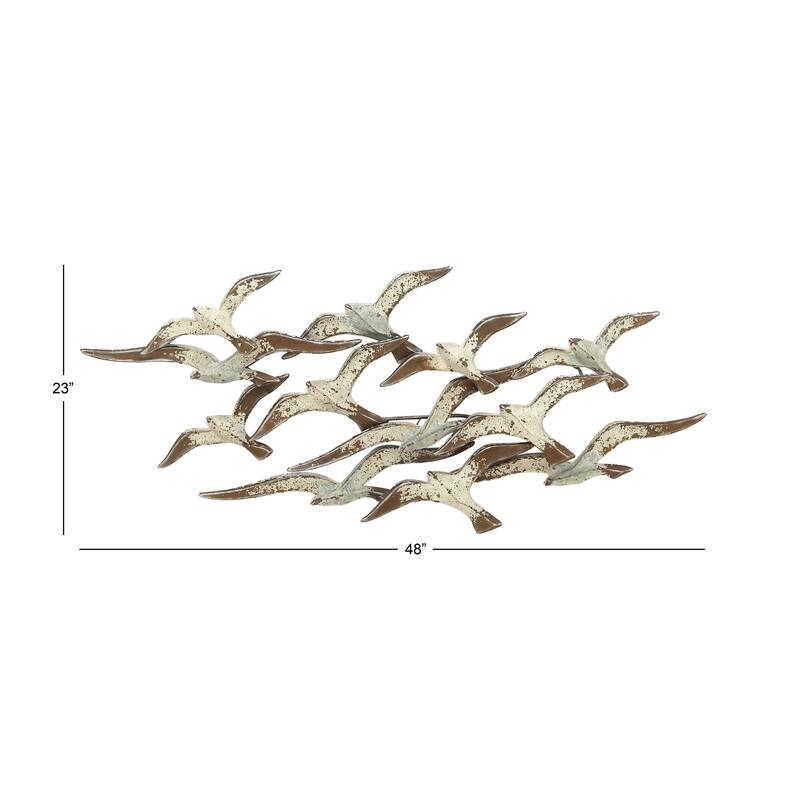 Metal Bird Flying Flock Of Home Wall Decor - White - Roche River Decor