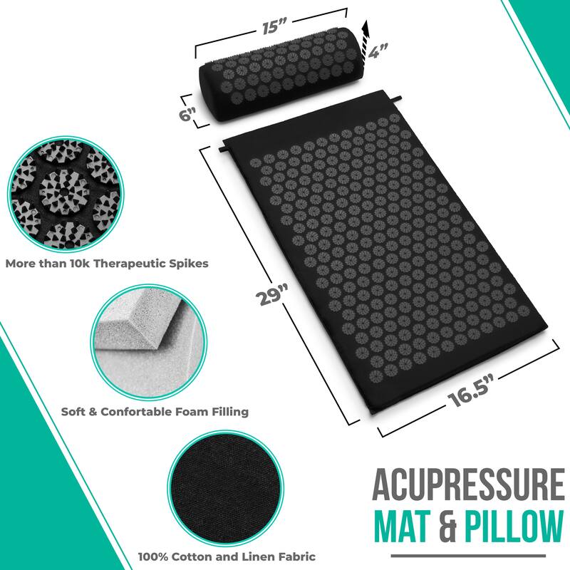Sivan Health And Fitness Deluxe Acupressure Mat & Pillow Combo Set