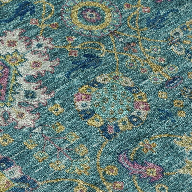 Machine Washable Indoor/Outdoor Boho Traditional Chantille Rug