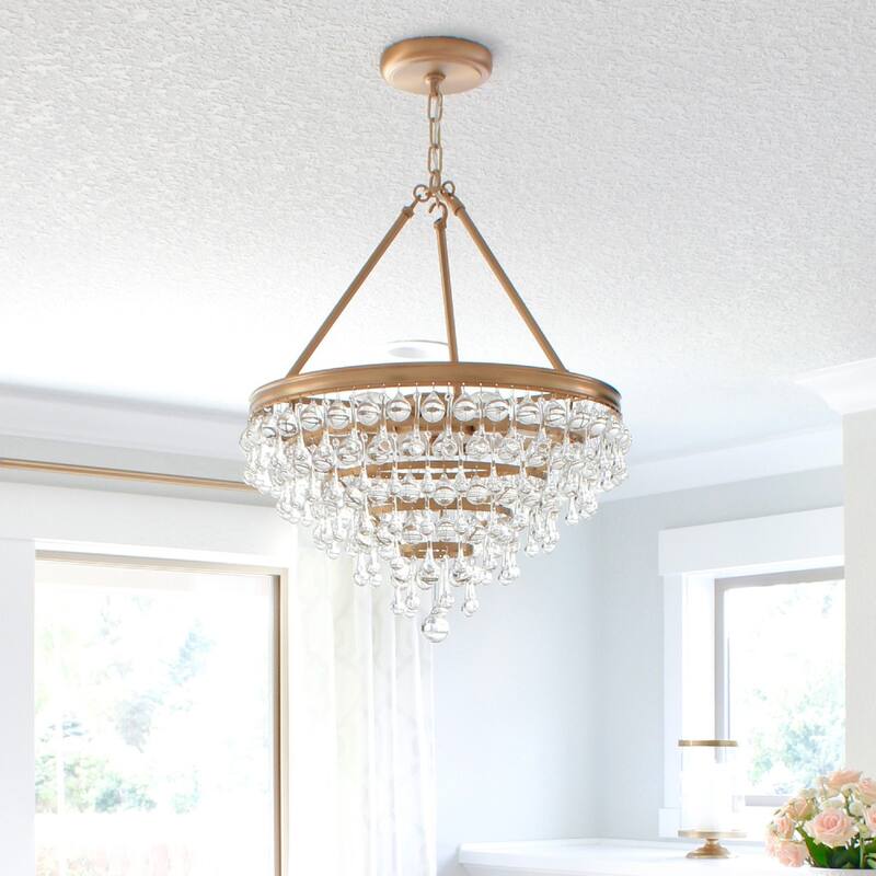 Calypso 6 Light Crystal Teardrop Vibrant Gold Chandelier - 20'' W x 24'' H