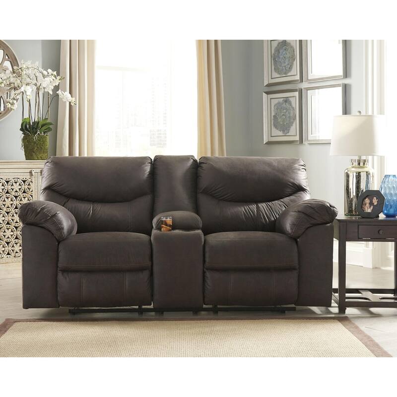 Signature Design by Ashley Boxberg Brown Reclining Loveseat with Console