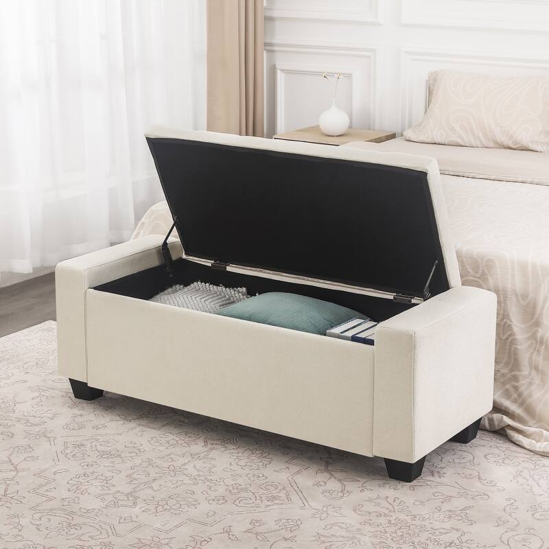 Adeco Rectangle Storage Ottoman Bench for Living Room, Bedroom