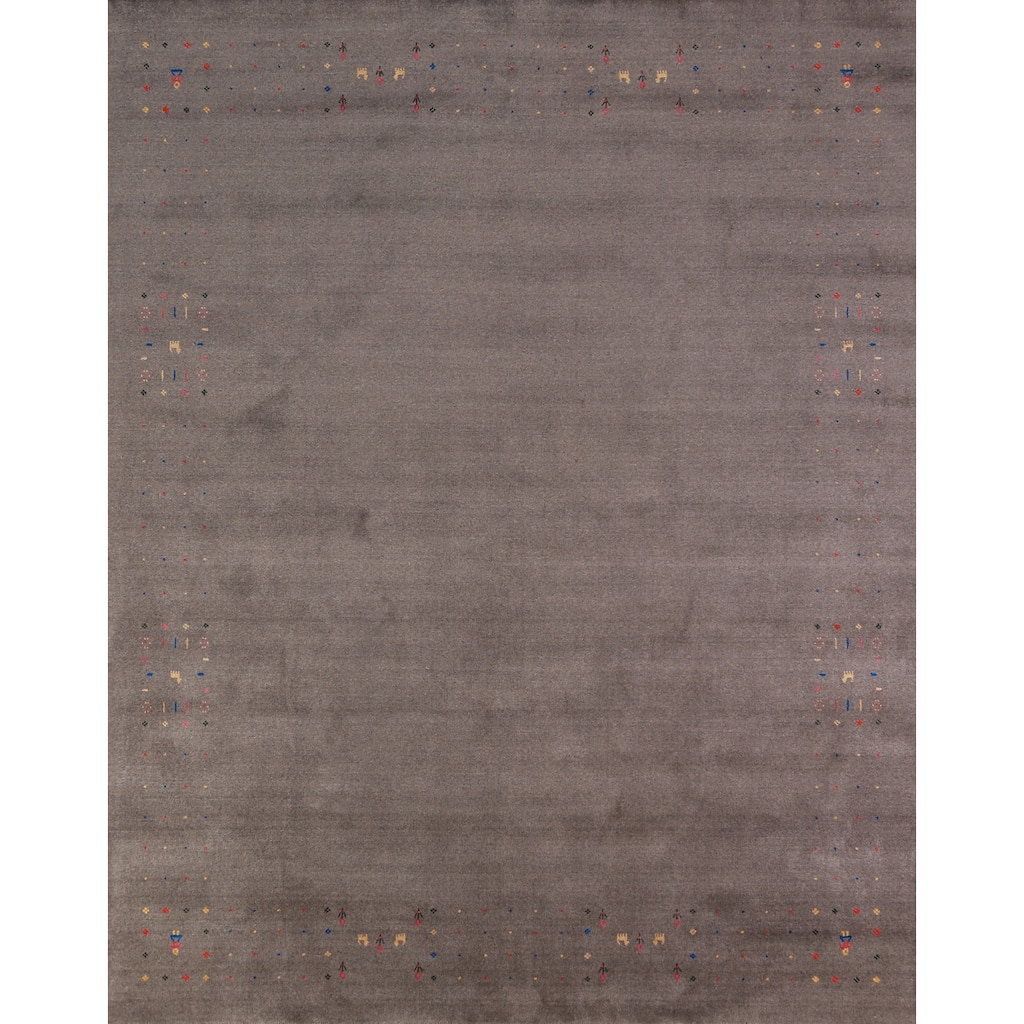 Tribal Gabbeh Indian Area Rug Hand-Knotted Bedroom Wool Carpet - 8'5" x 9'9"