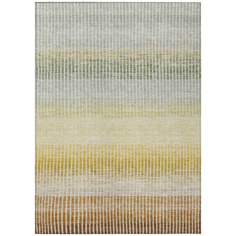 Machine Washable Indoor/ Outdoor Contemporary Stripes Chantille Rug