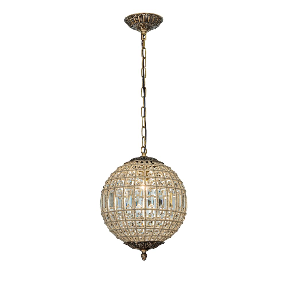 1/3/5-Light Vintage And Glam Antique Bronze Crystal Globe Chandelier Ornate Sphere Pendant Light
