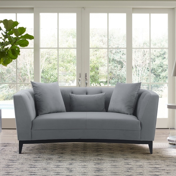 Melange Velvet Loveseat with Black Wood Base. Opens flyout.