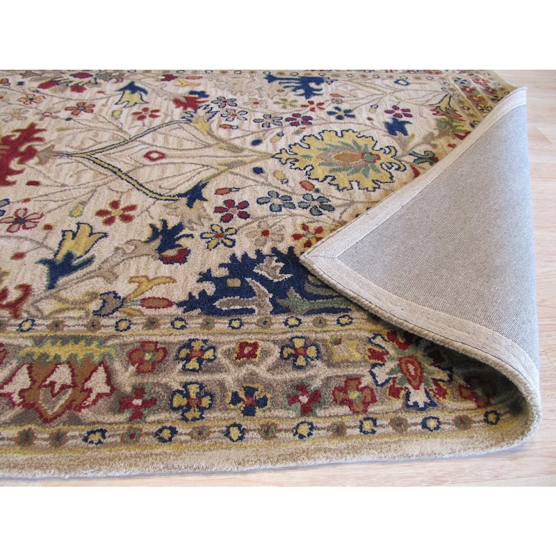 Ivory Hand-Tufted Wool Traditional Morris Rug, 7'9 x 9'9, Soft and Durable Home Rug - L