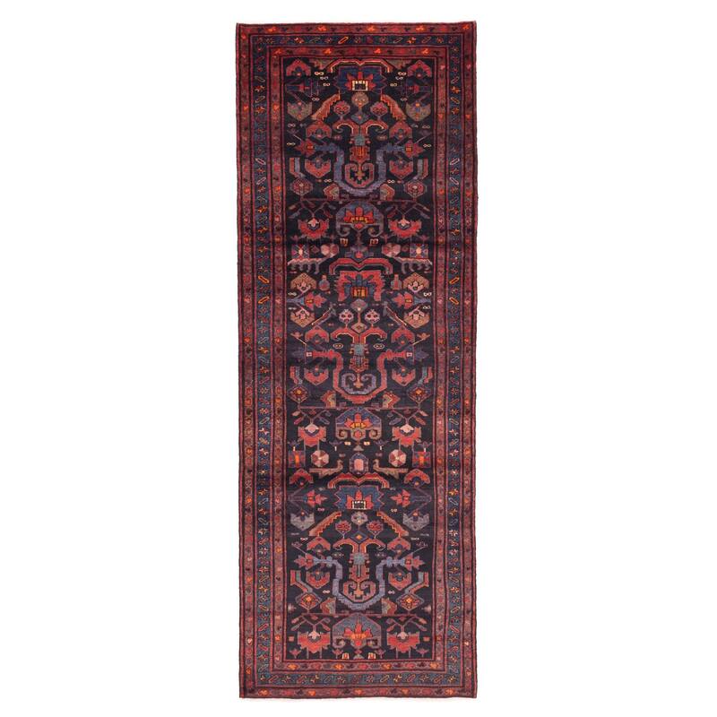 ECARPETGALLERY Hand-knotted Anadol Dark Navy Wool Rug - 3'8 x 10'10