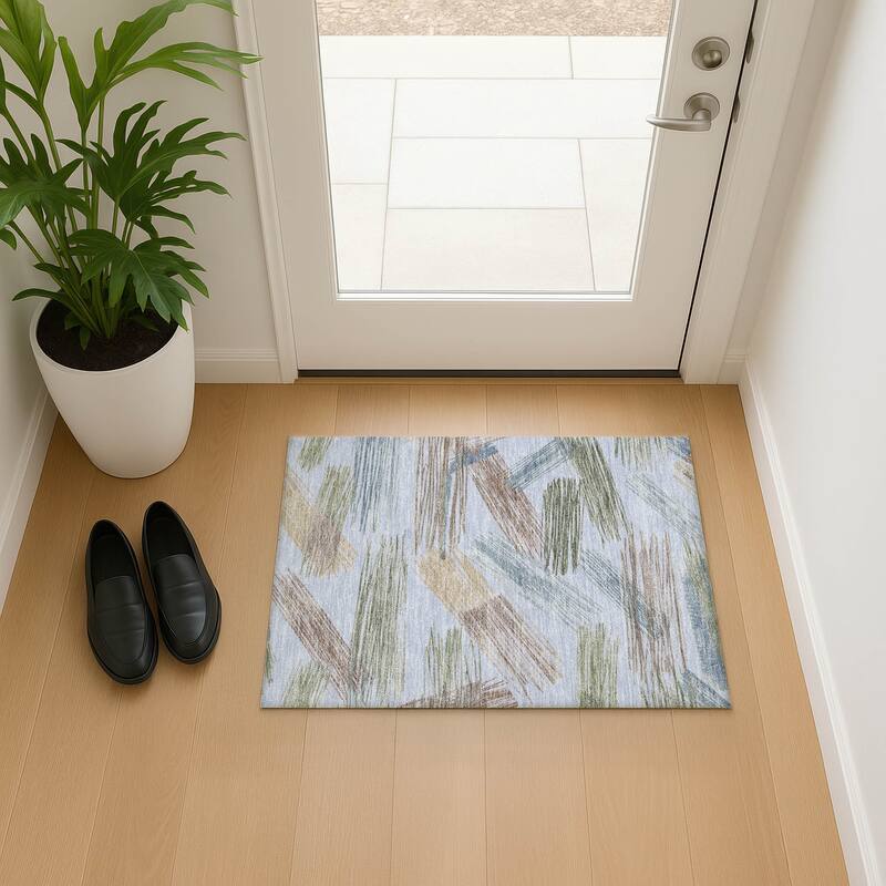 Premium Washable Super Soft Contemporary Mayfield Rug - Sky - 1'8" x 2'6"