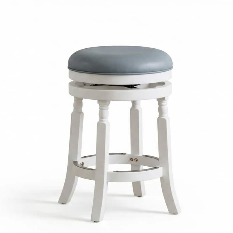 DTY Indoor Living Palmer Lake Backless Swivel Counter or Bar Stool - White/ Gray Leather - Counter Height