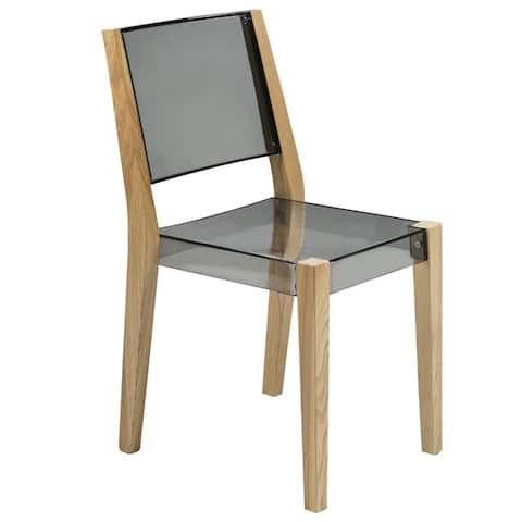 LeisureMod Barker Modern Lucite Dining Chair with Wooden Frame
