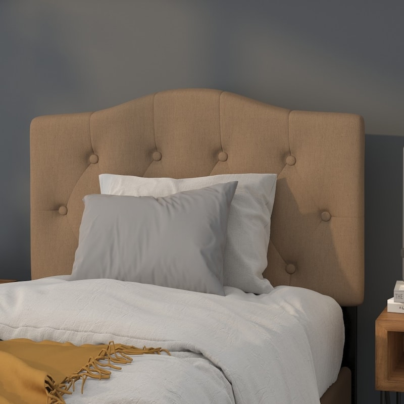 Arched Button Tufted Upholstered Headboard - Dark Brown - Twin