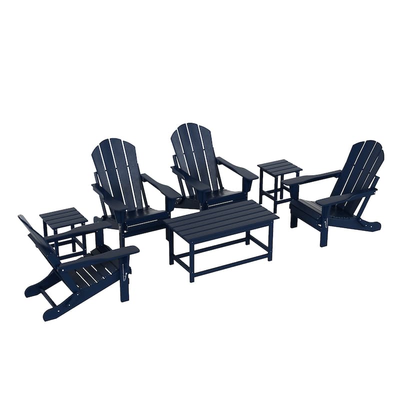 Laguna Hdpe All Weather Outdoor Patio Foldable Adirondack Chairs Conversation Set (7-Piece Set)