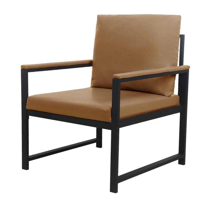 PU Leather Armchair with Metal Frame & Comfortable Cushion