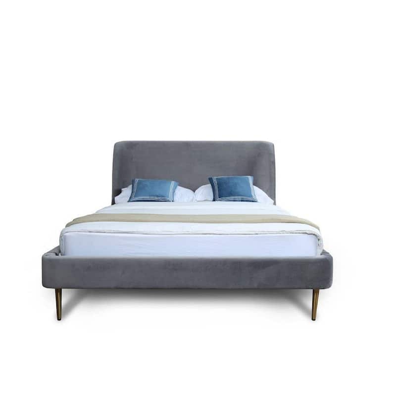 Manhattan Comfort Velvet Mid Century Heather Full-Size Bed