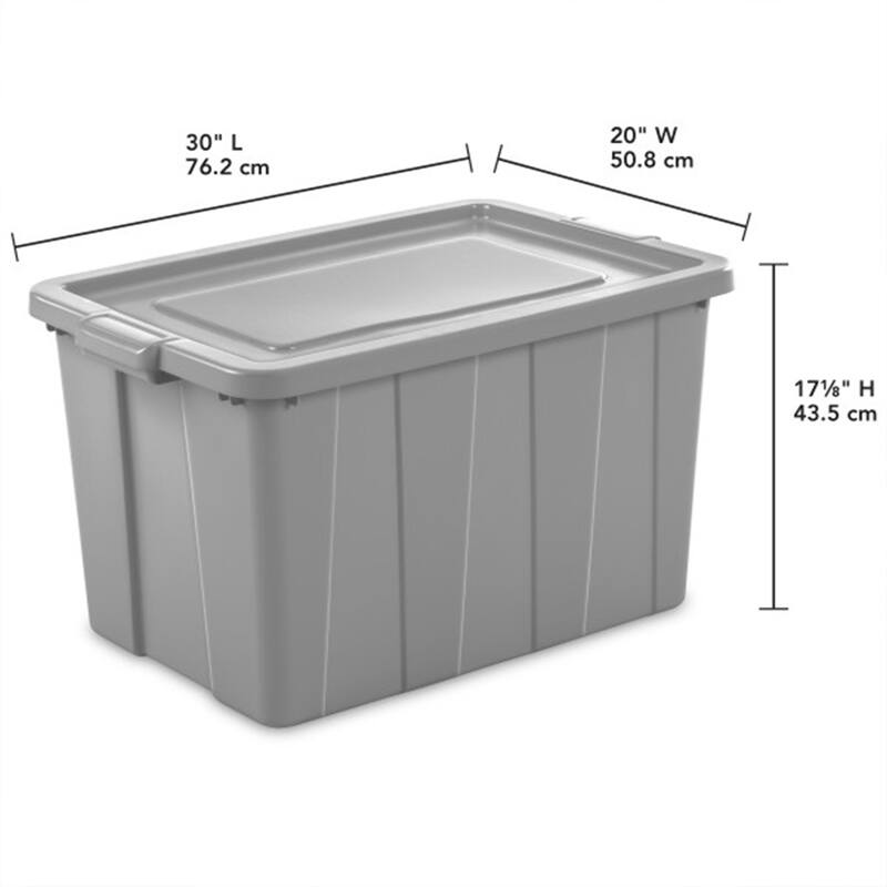 Sterilite Tuff1 30 Gallon Plastic Storage Tote Container Bin with Lid (12 Pack) - 7.75