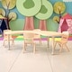 preview thumbnail 6 of 14, 35"W x 65"L Half-Moon Plastic Adjustable Activity Table Set - 4 Chairs Natural