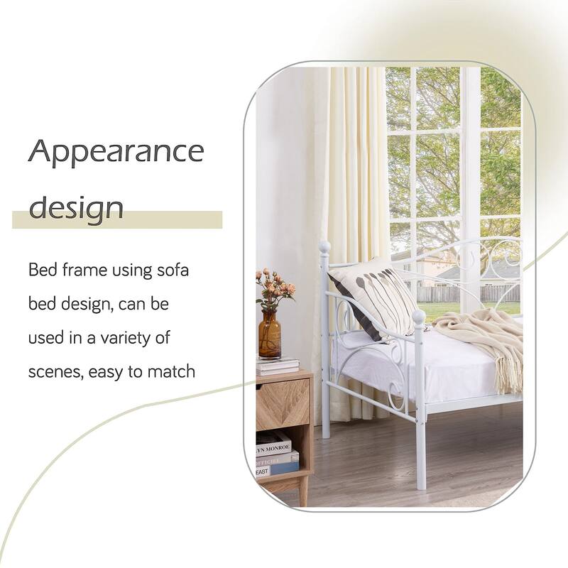 Javlergo Twin Metal Daybed Modern Sofa Bed Frame with Headboard No Box Spring Needed