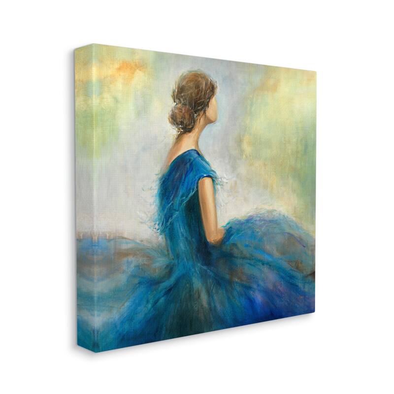 Stupell Woman Billowing Blue Dress Classic Figure Painting Canvas Wall Art, Design by K. Nari