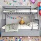 preview thumbnail 1 of 33, Detachable Rubber Wood Twin Over Full Bunk Bed with Trundle,Convertible Ladder and Guardrail Grey