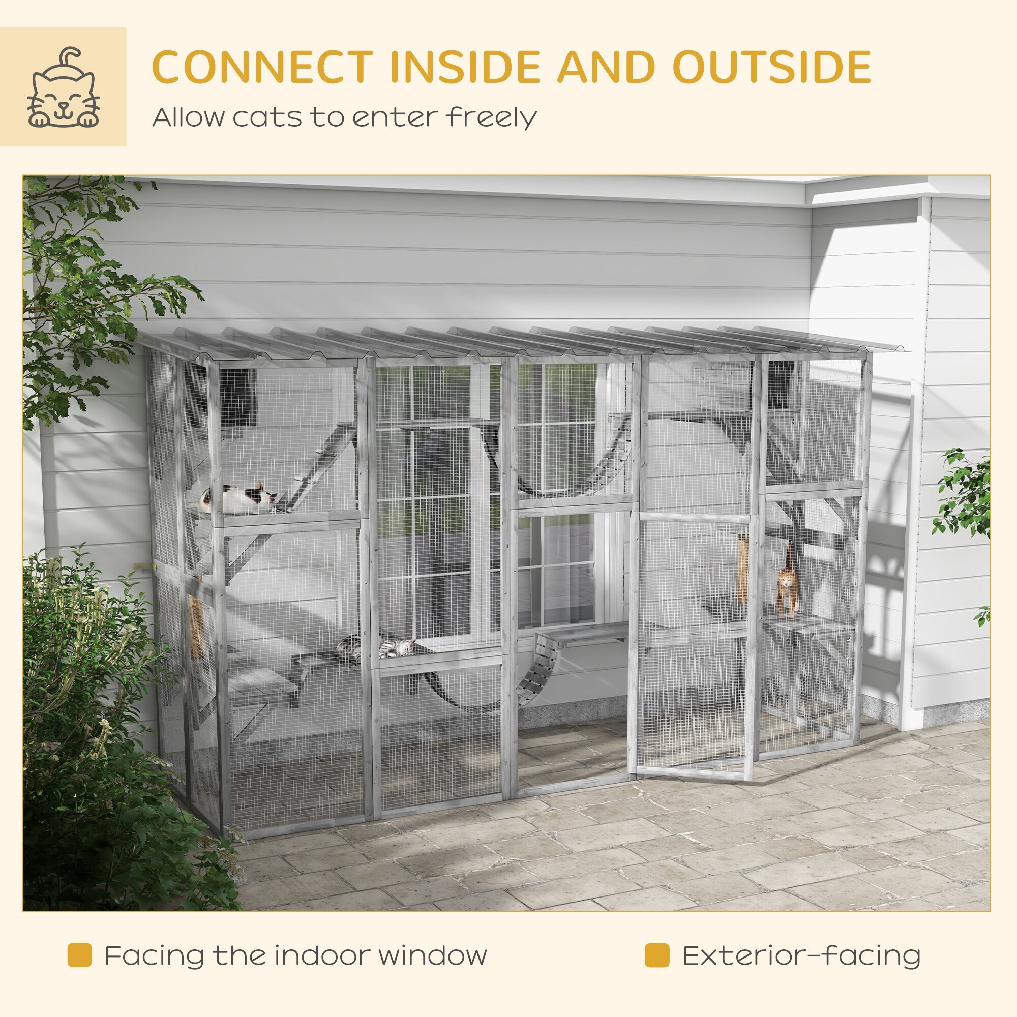 PawHut Catio Playground Outdoor Cat Enclosure Wooden Cat House Shelter On Sale Bed Bath Beyond 38955478