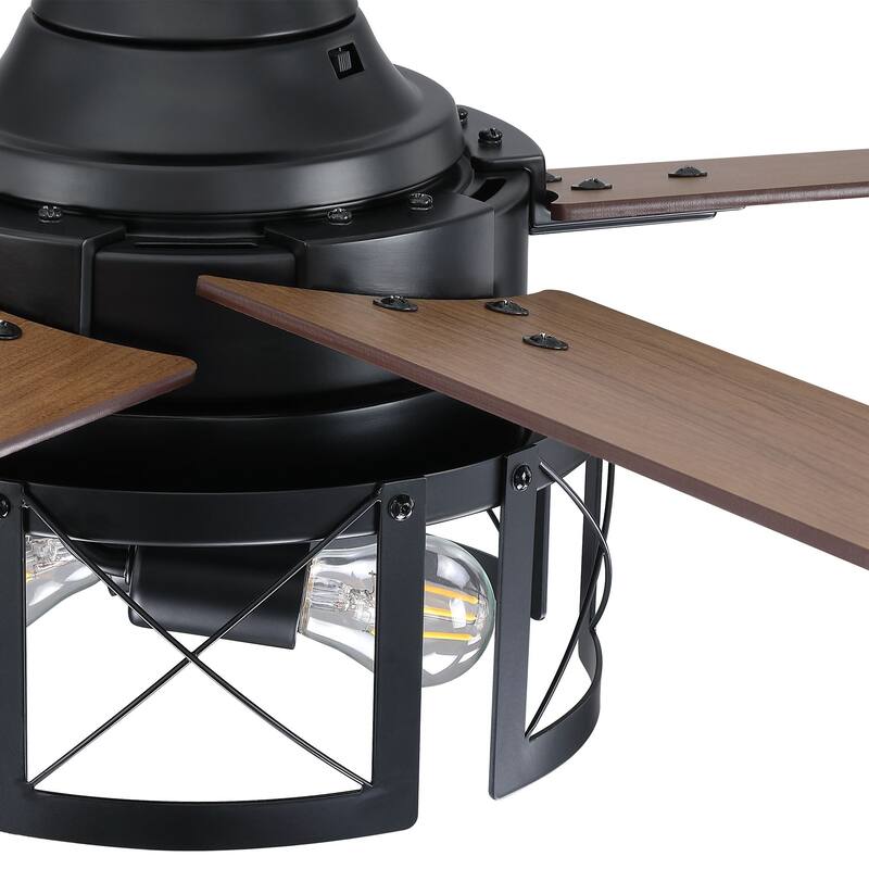 52" Rustic Reversible 5-Blade Indoor Ceiling Fan with Light and Remote