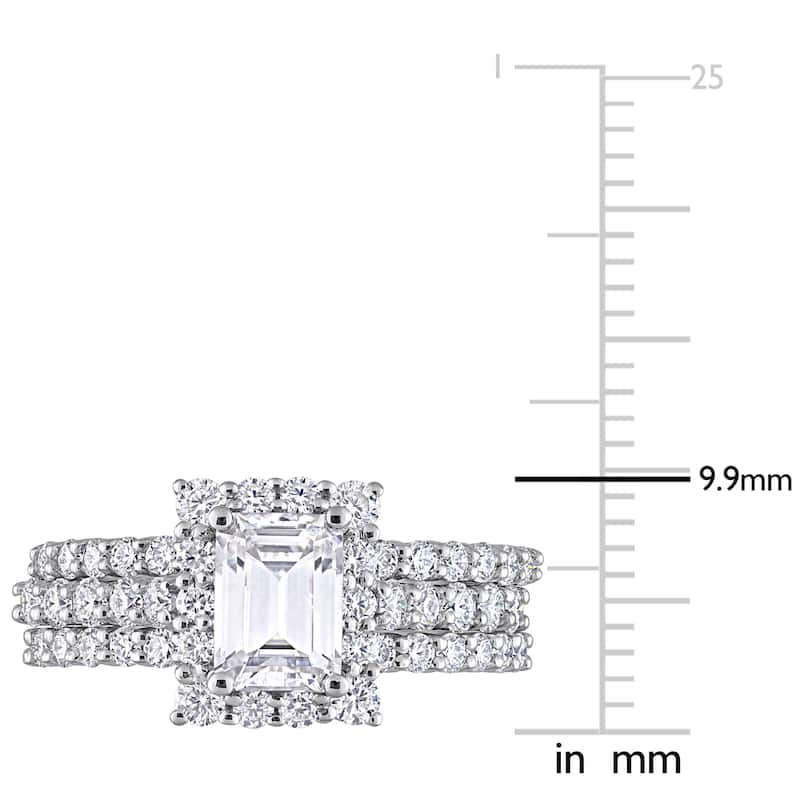 Miadora 2 1/10ct DEW Octagon-cut Moissanite Halo Bridal Ring Set in Sterling Silver