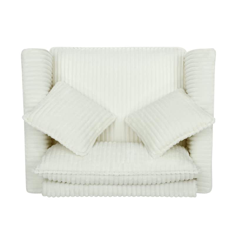 Roomfitters Corduroy Accent Chair with Pillow, Oversized Single Sofa Chair with Armrests and Soft Cushion, Modern Lounge Chair